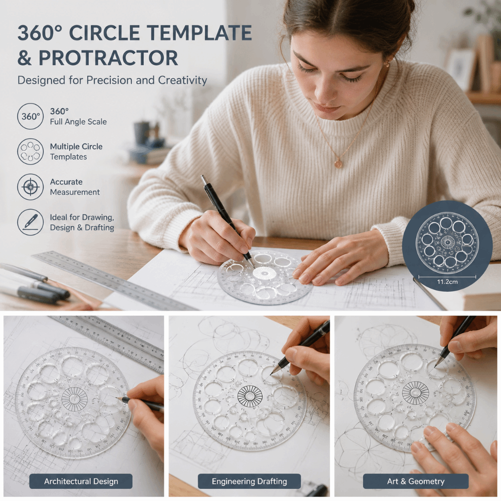 Circular Scale Plastic Ruler T - огляд і ціна Ruler Set Transparent